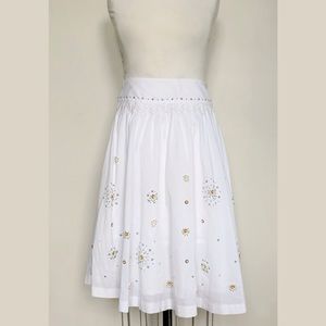 Sequin Embellished Cotton Midi Skirt